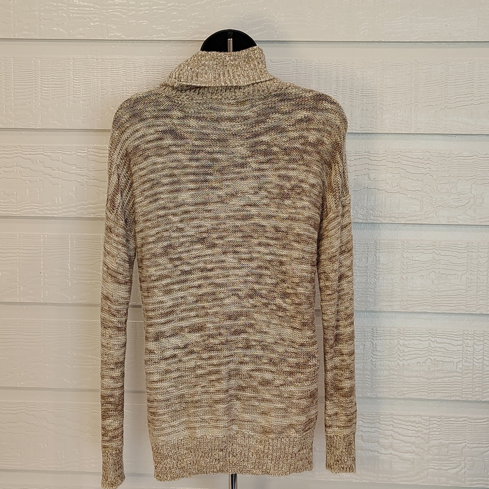 Cowl Neck Medium Drop Sleeve Oversized Beige Sweater Pink Rose - Picture 4 of 9